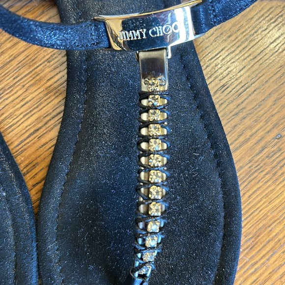 NIB Jimmy Choo Shimmer Suede/Crystal Sandal - Picture 3 of 7